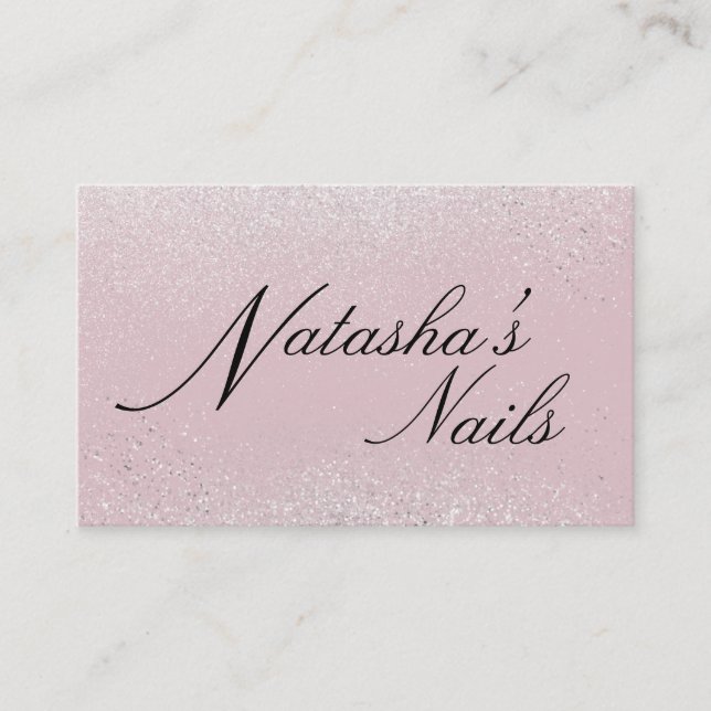 Silver Shimmer Dust and Pink Business Card (Front)