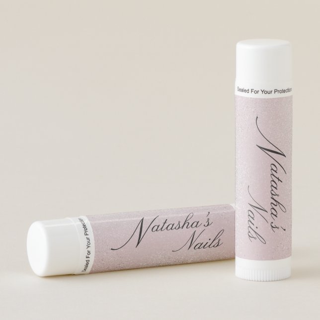 Silver Shimmer Dust and Pink Promotional Lip Balm (Front)