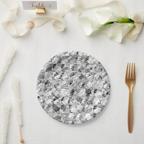 Silver shimmer foil shine look glam chic paper plates