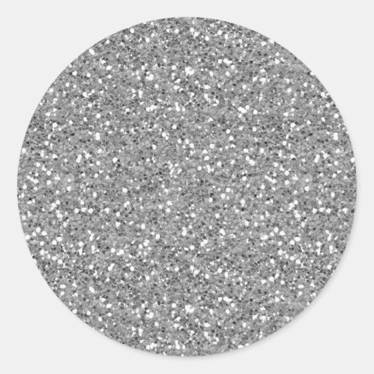 Silver Shimmer Glitter Classic Round Sticker Zazzle