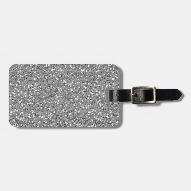 Silver Shimmer Glitter Luggage Tag (Front Horizontal)