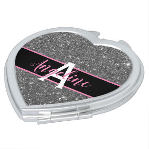 Silver Shimmer Personalized Bridesmaid Gift Compact Mirror