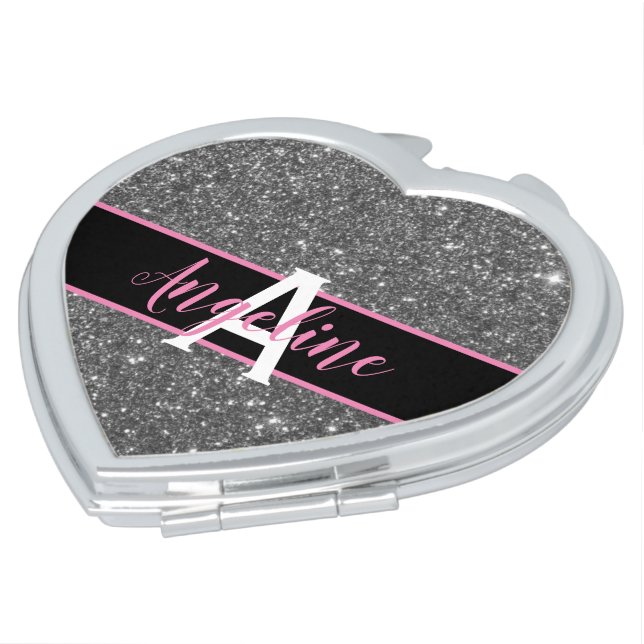 Silver Shimmer Personalized Bridesmaid Gift Compact Mirror (Turned)