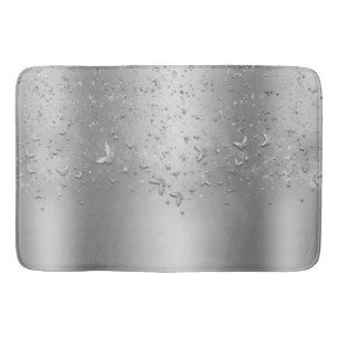 Silver Shimmer Sparkle Flutter Butterfly Bath Mat