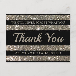 Silver Shimmer Stripes Customer Gratitude Postcard