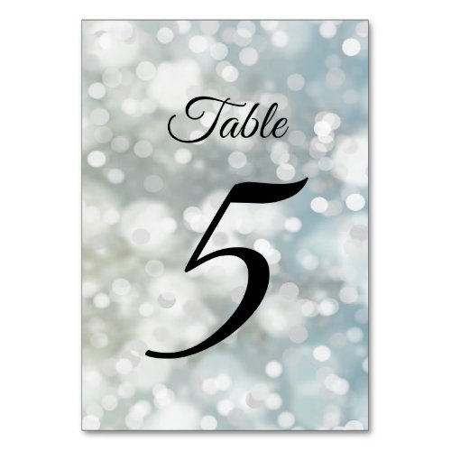 Silver Shimmering Bokeh Lights Party Table Number