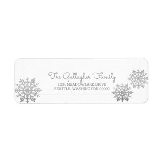 Silver Shimmering Chic Snowflake Holiday Label