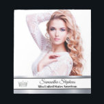 Silver Shine Autograph Pad<br><div class="desc">Give a keepsake to your fans, friends, family members and sponsors that they will cherish forever with these custom photo autograph pad pages. Designed with a white sash replica and shimmering shiny nameplate, simply upload your headshot or promotional photo for a custom look. Replace text in sample image with your...</div>