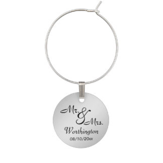 Silver Shine Mr. and Mrs. Memento Wine Charm