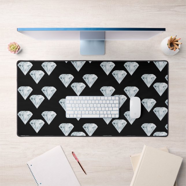 Silver shiny big diamonds pattern desk mat (Office 1)