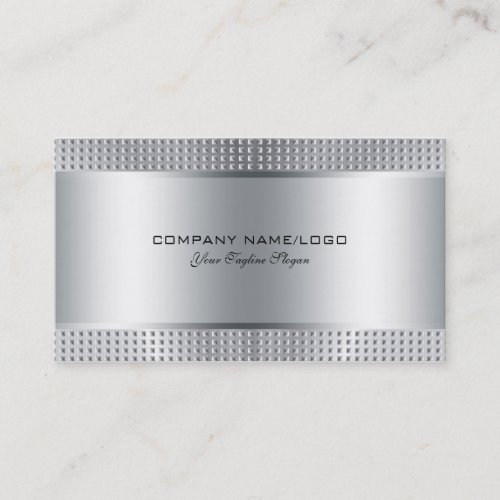 Silver Shiny Metallic Design_Stainless Steel Look Business Card