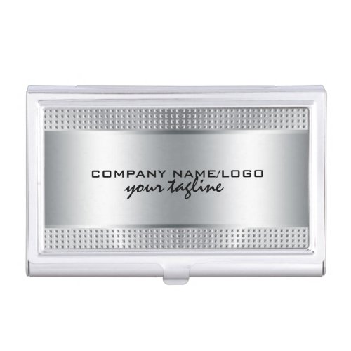 Silver Shiny Metallic Design_Stainless Steel Look Business Card Holder
