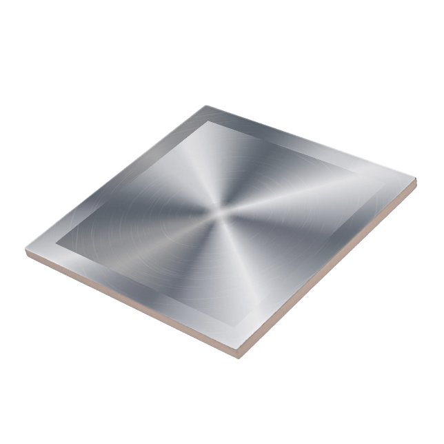 Silver Shiny Metallic Design Stainless Steel Look Ceramic Tile (Side)
