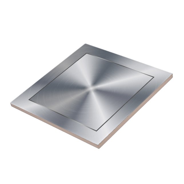 Silver Shiny Metallic Design Stainless Steel Look Ceramic Tile (Side)
