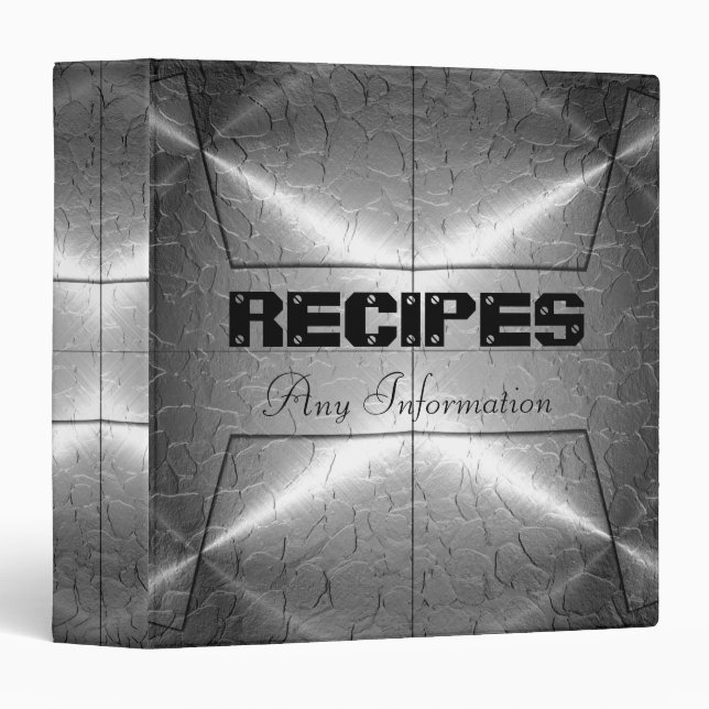 Silver Shiny Stainless Steel Metal 2 Binder (Front/Spine)