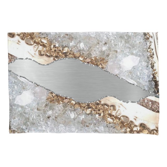 Silver Shiny Stone Glitter Pillow Case (Front)