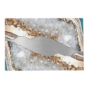 Silver Shiny Stone Glitter Placemat