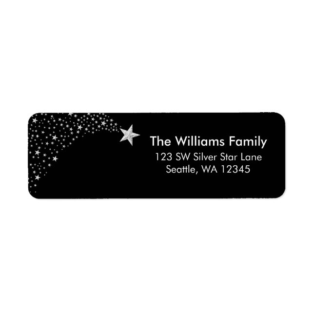 Silver Shooting Stars Return Address Label (Front)