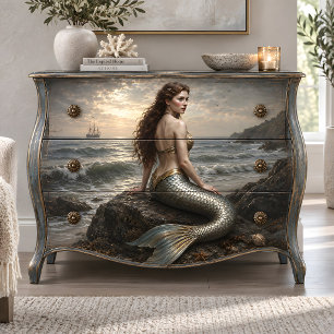 Silver Shore Siren Decoupage Tissue Paper