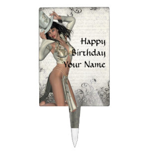 Silver showgirl cake topper