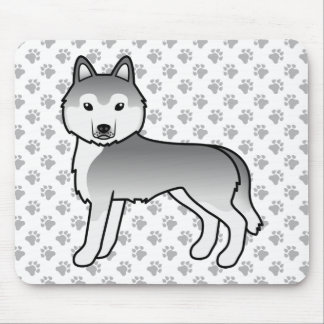 Silver Siberian Husky Cute Cartoon Dog Mouse Pad