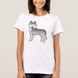 Silver Siberian Husky Cute Cartoon Dog T-Shirt