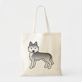 Silver Siberian Husky Cute Cartoon Dog Tote Bag