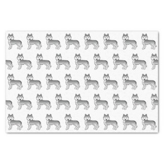 Silver Siberian Husky Cute Dog Pattern Tissue Paper