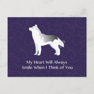 Silver Siberian Husky Dog Thinking of You Postcard