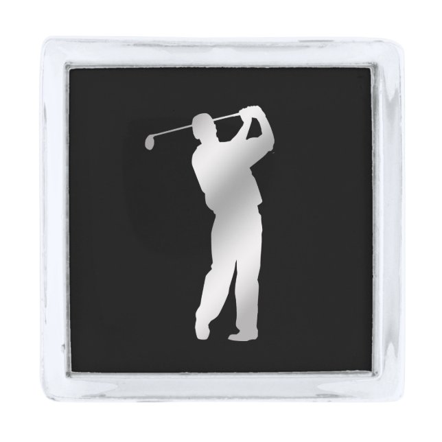 Silver Silhouette Golfer Finish Lapel Pin (Front)