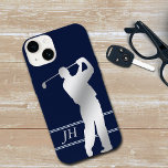 Silver Silhouette Golfer Monogram Case-mate Iphone 14 Case at Zazzle