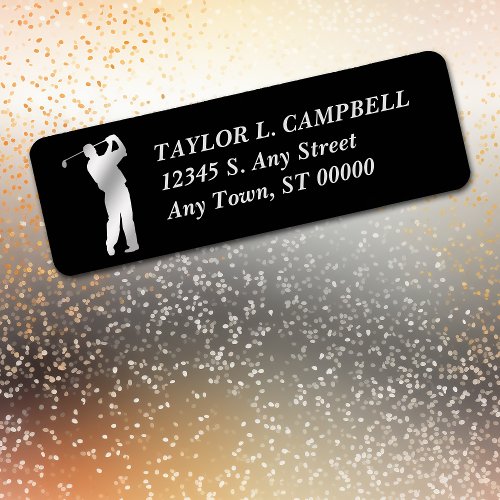 Silver Silhouette Golfer Return Address Label