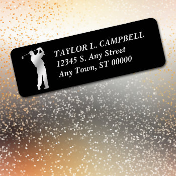 Silver Silhouette Golfer Return Address Label by Westerngirl2 at Zazzle