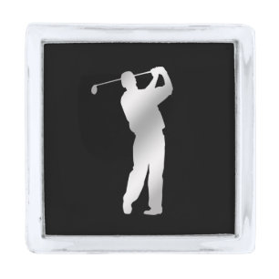 Silver Silhouette Golfer Silver Finish Lapel Pin