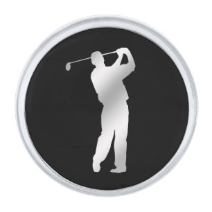 Silver Silhouette Golfer Silver Finish Lapel Pin