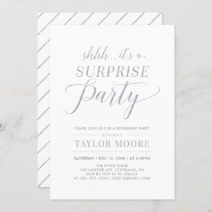 Silver   Simple Modern Surprise Retirement Party Invitation