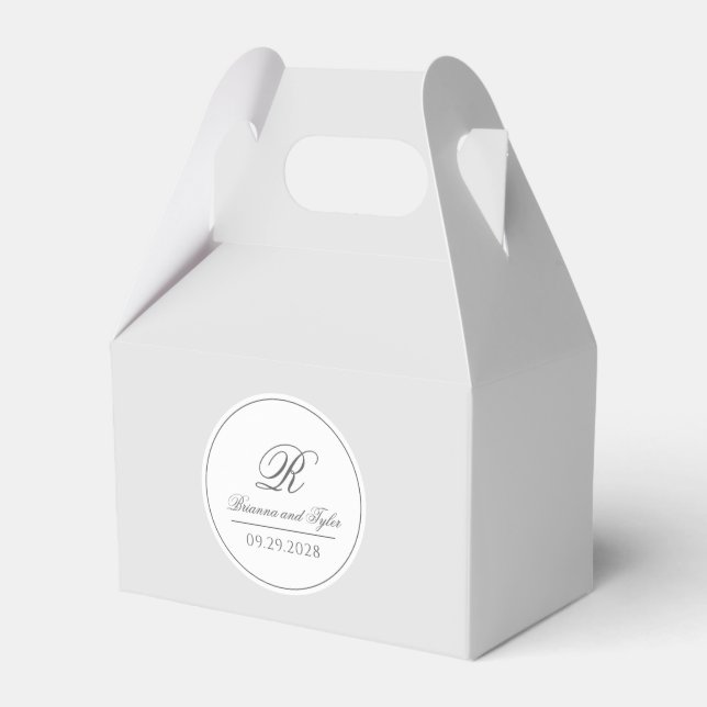 Silver Simply Elegant Classic Wedding Monogram Favor Boxes (Front Side)