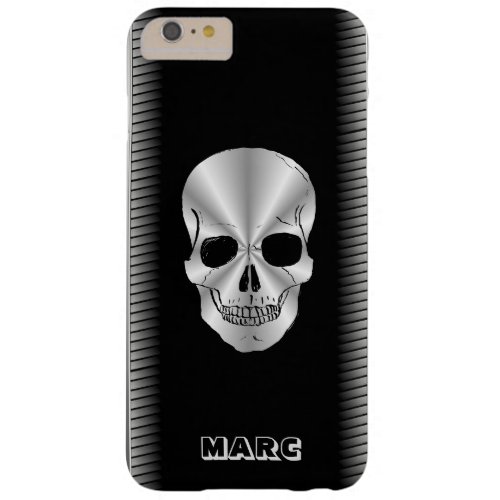 Silver Skull And Black Metal Barely There iPhone 6 Plus Case