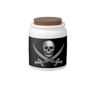 Silver Skull and Crossed Swords Candy Jar