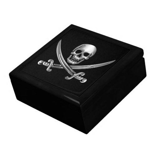 Silver Skull and Crossed Swords Gift Box