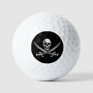 Silver Skull and Crossed Swords Golf Balls