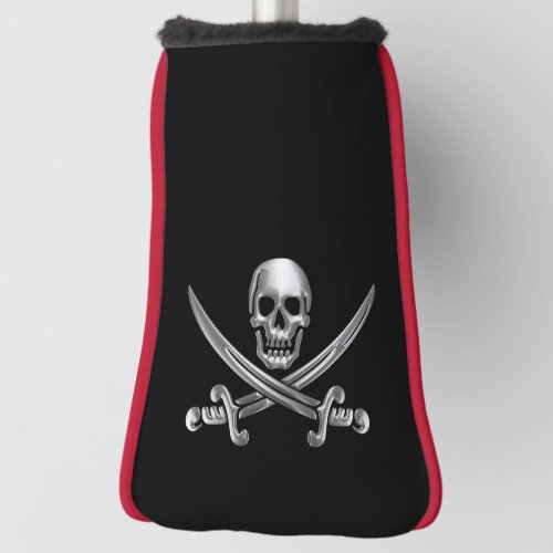 Silver Skull and Crossed Swords Golf Head Cover