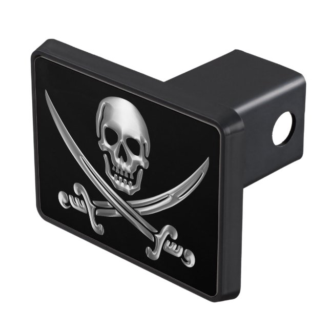 Silver Skull and Crossed Swords Hitch Cover (Top Right)