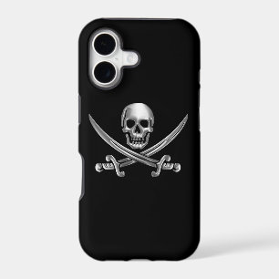 Silver Skull and Crossed Swords iPhone 17 Case