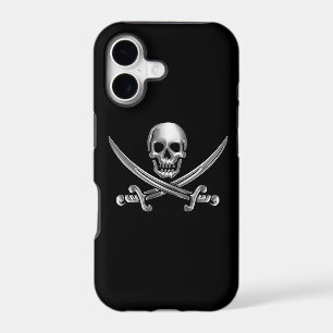 Silver Skull and Crossed Swords iPhone 17 Case