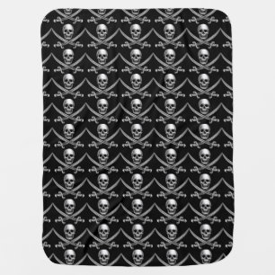 Silver Skull and Crossed Swords Stroller Blanket