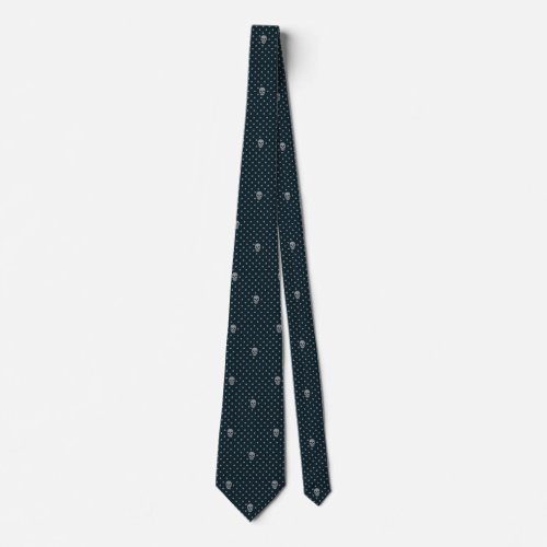 Silver Skull and Dot Neck Tie