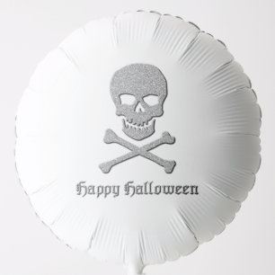 Silver Skull & Crossbones Halloween Balloon