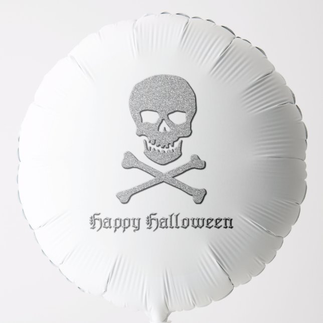 Silver Skull & Crossbones Halloween Balloon (Front)