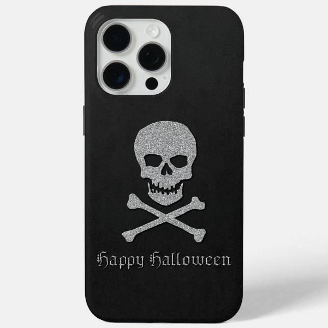 Silver Skull & Crossbones Halloween Case-Mate iPhone Case (Back)